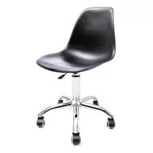 Cadeira Base Cromada Com Rodízio Eames Office Hi Cor Preto Material Do Estofamento Polipropileno