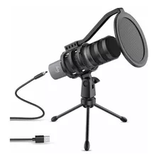Microfono Zingyou Zy-ud1 Gray Usb Computer Mic For Gaming Po