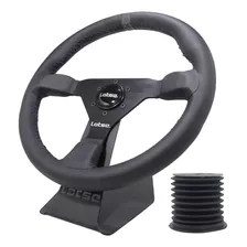 Volante Esportivo Gt330 Couro / Preto Lotse + Cubo Sanfonado