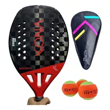 Raquete Beach Tennis Kona Maverick Red Carbono 18k +brinde