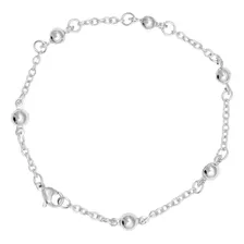 Pulseira De Aço Cirúrgico Com Bolinhas 18cm