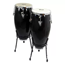 Congas De 10 Y 11 Lm Drums Cg-1200 10*11 Bk Negras De Fibra Color Negro