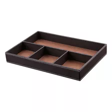 Kingfom 4-compartment Leather Drawer Tray Desk Stationery Su