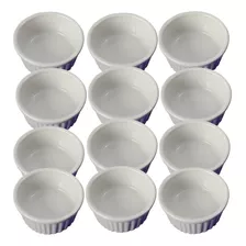 12 Ramekin Canelado Porcelana Para Buffet 140 Ml Ref 286 Cor Branco