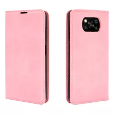 Funda Case Para Xiaomi Poco X3 Flip Cover Rosa Antishock