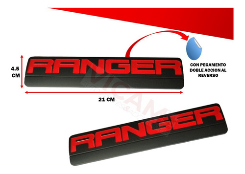 Par De Emblemas Laterales Ford Ranger Rojo/negro  Foto 3