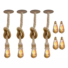 4luminaria Pendente Retro Industrial Teto Rustico+4 Lampadas