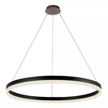 Lámpara Led Colgante Tipo Aro Negro 80cm Luz Cálida 48w 220v