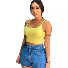 Cropped Top Feminino Básico Alcinha Fina Lançamento Promoção