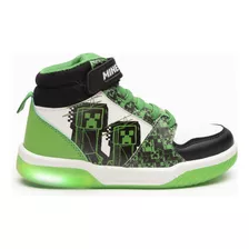 Zapatilla Con Luces Niño Creeper Blanco Minecraft