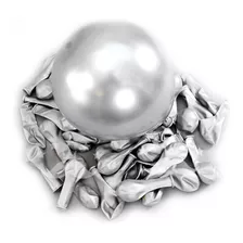 Balões Metalizados Prata Bexigas Cromadas Nº5 - 25 Und's