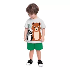 Conjunto Infantil Menino Verão Camiseta E Bermuda Kyly