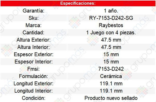 Balatas Delanteras Sg Toyota Paseo 92-99 Raybestos Foto 2