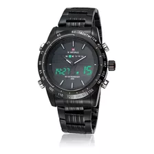 Relógio De Pulso Masculino Esportivo Naviforce Aço Led 9024