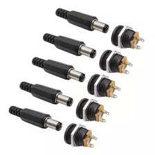 5 Pares Conector Jack Y Plug Toma Corriente 5.5x2.1mm