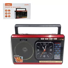 Radio Portátil Retrô Aux Am Fm Sw Usb Relógio Quartz Le-675