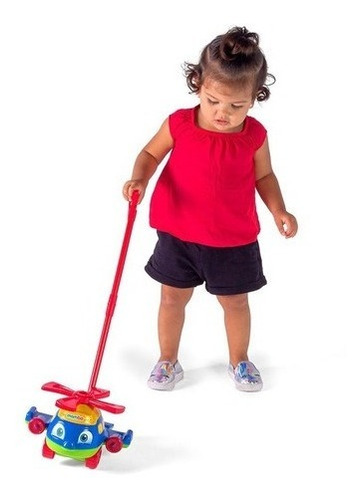 Brinquedo De Empurrar Puxar Avião Bebê Infantil - Bs Toys