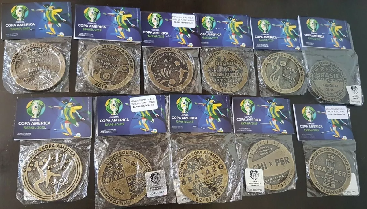 Coleção Completa 11 Medalha Moeda Jogo Copa América 2019