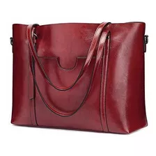 Bolsa Para Dama Rojo Vino Tote Cuero S-zone