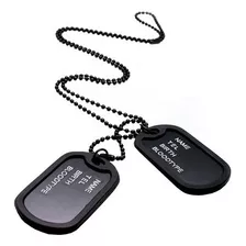 Colar Plaqueta Militar Operacional Dog Tag De Identificação Cor Preto