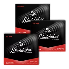 Kit 3 Encordoamento Guitarra Studebaker Strings 08 Light