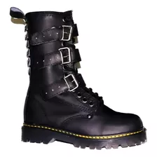 Botas Altas Piel Punk Metaleras Rock Alternativas Hebillas