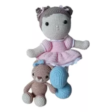 Boneca E Ursinha Em Amigurumi - Crochê 