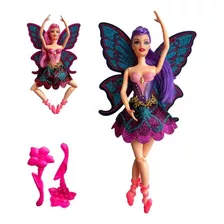 Boneca Bailarina Fada Com Asas Articulada 30cm E Acessórios