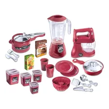  Show De Cozinha Chef Kids 22 Pcs Panelinhas Menina Vermelho