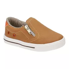 Tênis Slip On Infantil Menino Masculino Zíper Caramelo