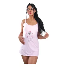 Pijama Camisola Corta De Tirantes Mujer Diseño Cat Coronada