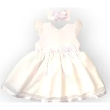 Vestido Bebê Princesa Com Tiara E Detalhes Em Voal