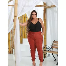 Calça Plus Size Feminina Lisa Bengaline Cós Alto G1 G2 G3