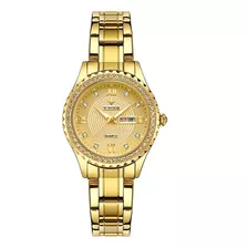 Relógio Wwoor Feminino Quartzo Dourado