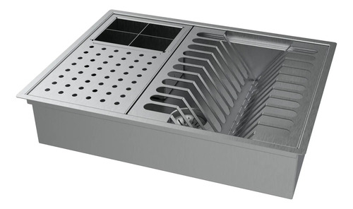 Escorredor De Embutir / Sobrepor Calha Inox Úmida 43x33cm In Inox