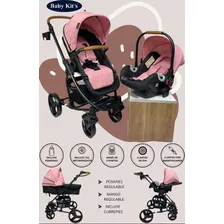 Coche Bebe Moises Porta Bebe Modelo Prisma Plus Baby Kits Color Rosa Color Del Chasis Plomo