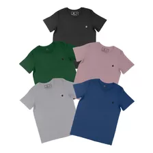 Kit 5 Camisas Meia Manga Em Algodão Masculina Plus Size Cmk5