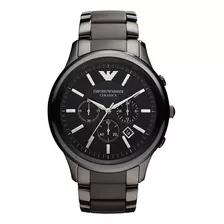 Reloj De Pulsera Emporio Armani Ar1451 De Cuerpo Color Negro, Analógico, Para Hombre, Fondo Negro, Con Correa De Cerámica Color Negro, Agujas Color Gris Y Plateado, Dial Gris Y Plateado, Subesferas Co