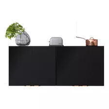 Armário 4 Portas Aéreo Cozinha Kitchen 120cm Preto