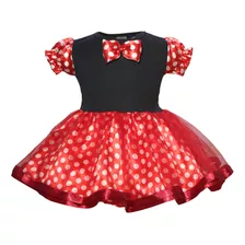 Vestido Infantil Minnie Mesversário C/tiara 1 À 12 Meses