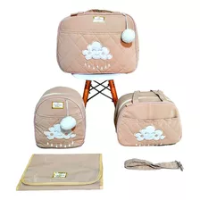 Kit Bolsa Maternidade Nuvem/rosa 04 Peças (com Trocador)