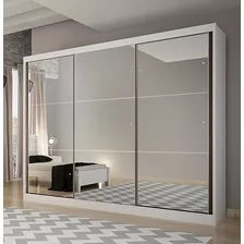 Guarda Roupa Casal Com Espelho 3 Portas 6 Gavetas Ecwt Cor Branco