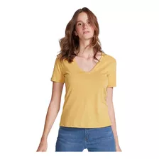 Blusa Básica Feminina Em Algodão Com Decote V