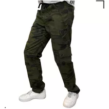 Calça Tradicional Reta Cargo Camuflada Street Crew Plus Size