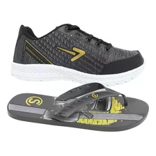 Kit Tenis Box 200 E Chinelo Masculino Confortavel Macio Leve