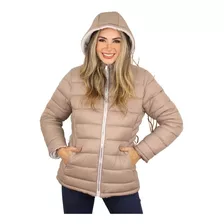 Jaqueta Nylon Puffer Casaco Teddy Dupla Face Capuz Removivel