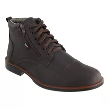 Bota Coturno Masculino Casual Cano Curto Couro Cadarço Zíper