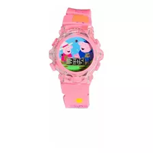 Relógio Infantil Peppa Pig Desenho Luzes Led Som E Musica
