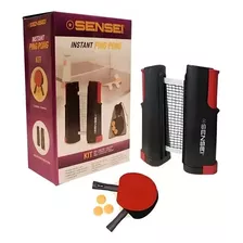 Kit Ping Pong Rede+2 Raquetes+3 Bolinhas Sensei Tênis Mesa