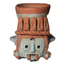 Artesanía Prehispánica De Barro Vasija Mascara Dios Tlaloc A